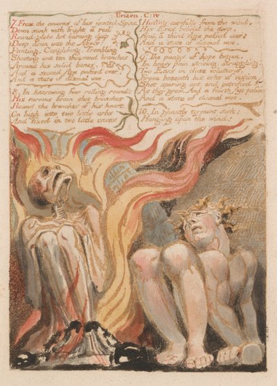 ウリゼンの最初の本、プレート14、7。彼の関節背骨の洞窟から...（ベントレー11） 作： William Blake